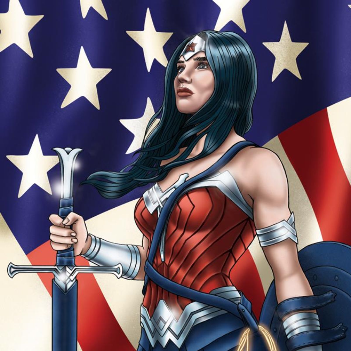 DC Comics, "Wonder Woman Patriotic" Numbered Limited Edition Giclee with Certificate of Authenticity.