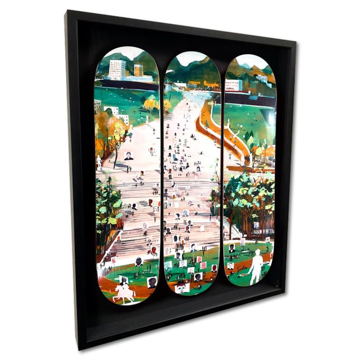 Jules de Balincourt, "Idol Hands" Framed Limited Edition Skateboard Triptych, Numbered and Hand Signed with Letter of Authenticity.