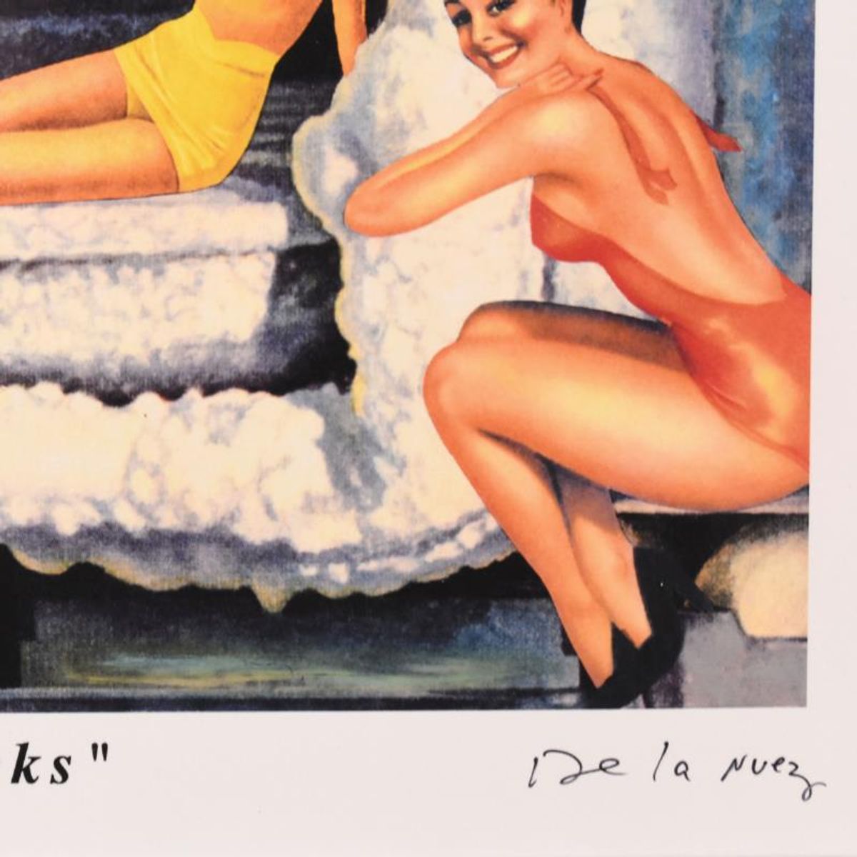 Nelson De La Nuez, "Cool Chicks" Framed Limited Edition Artist Proof, Numbered and Hand Signed with Letter of Authenticity.