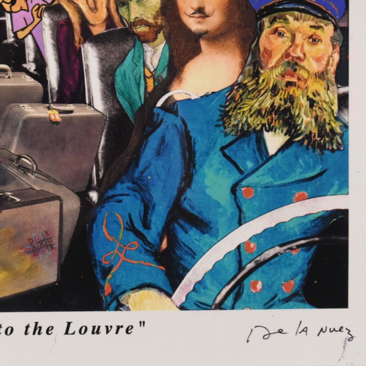 Nelson De La Nuez, "Field Trip to the Louvre" Framed Limited Edition Artist Proof, Numbered and Hand Signed with Letter of Authenticity