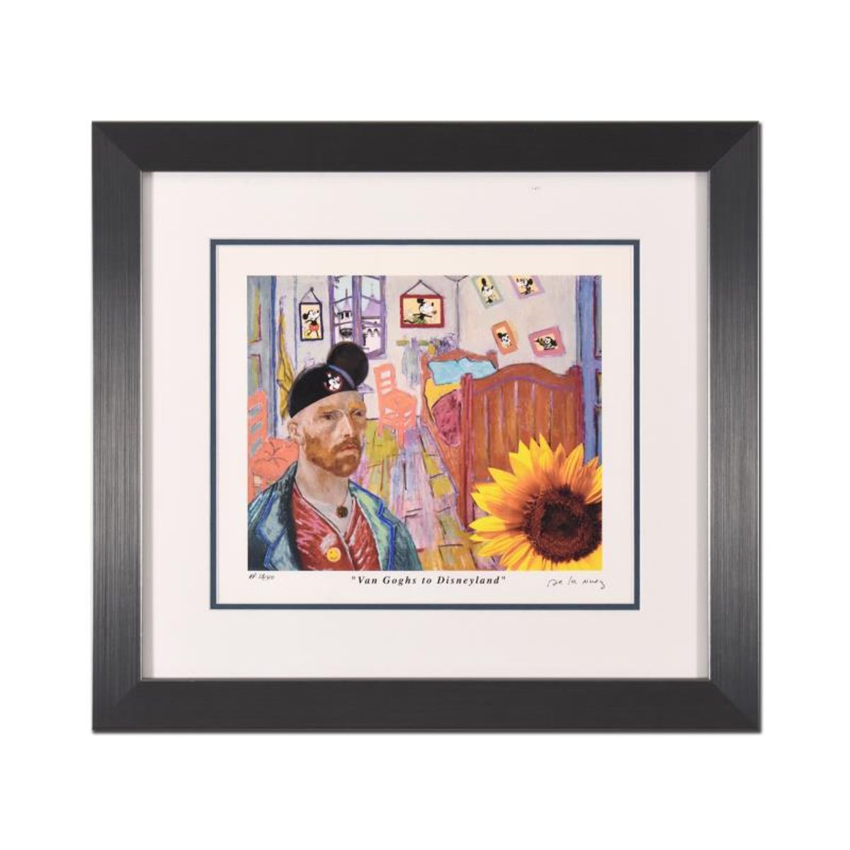 Nelson De La Nuez, "Van Goghs to Disneyland" Framed Limited Edition Artist Proof, Numbered and Hand Signed with Letter of Authenticity.