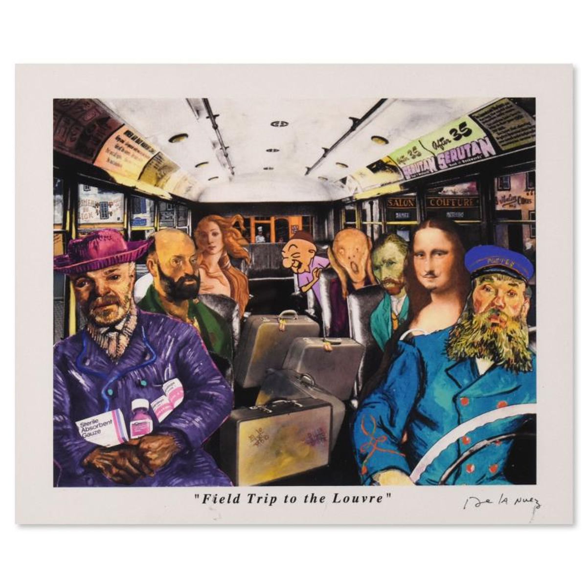 Nelson De La Nuez, "Field Trip to the Louvre" AP Limited Edition, Numbered and Hand Signed with Letter of Authenticity