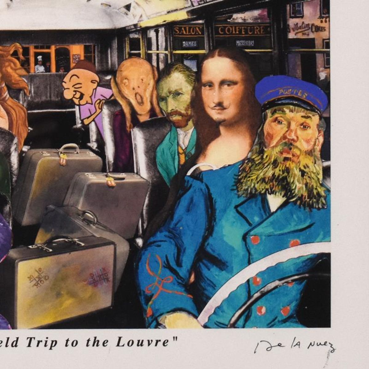 Nelson De La Nuez, "Field Trip to the Louvre" AP Limited Edition, Numbered and Hand Signed with Letter of Authenticity