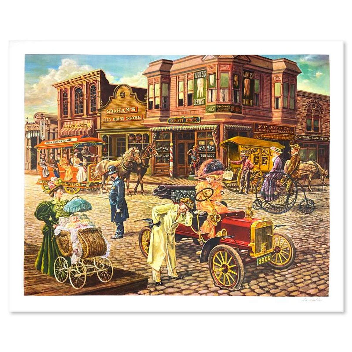 Lee Dubin, "Main Street" Limited Edition Lithograph, Numbered and Hand Signed and Letter of Authenticity
