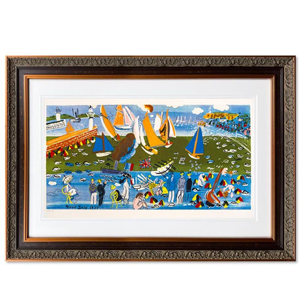 Raoul Dufy, "La Visite De L'escadre Anglaise Au Havre" Framed Limited Edition Lithograph with Letter of Authenticity.