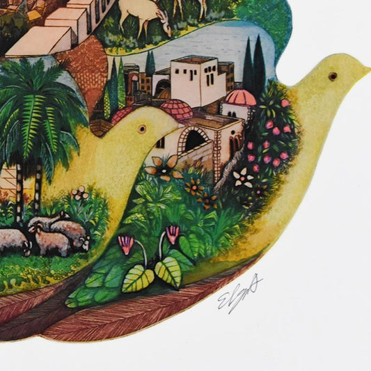 Amram Ebgi, "Doves of Peace" Limited Edition Lithograph, Numbered and Hand Signed with Letter of Authenticity.