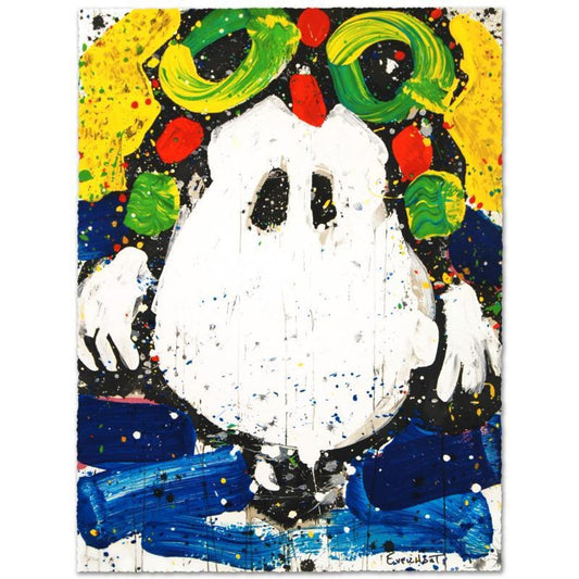 Ace Face Limited Edition Hand Pulled Original Lithograph by Renowned Charles Schulz Protege, Tom Everhart. Numbered and Hand Signed by the Artist, with Certificate of Authenticity.