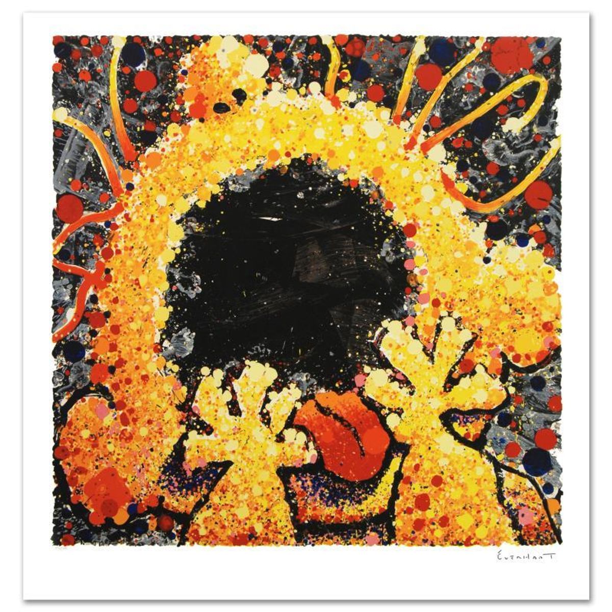 Black Velvet Scream Limited Edition Hand Pulled Original Lithograph by Renowned Charles Schulz Protege, Tom Everhart. Numbered and Hand Signed by the Artist, with Certificate of Authenticity.