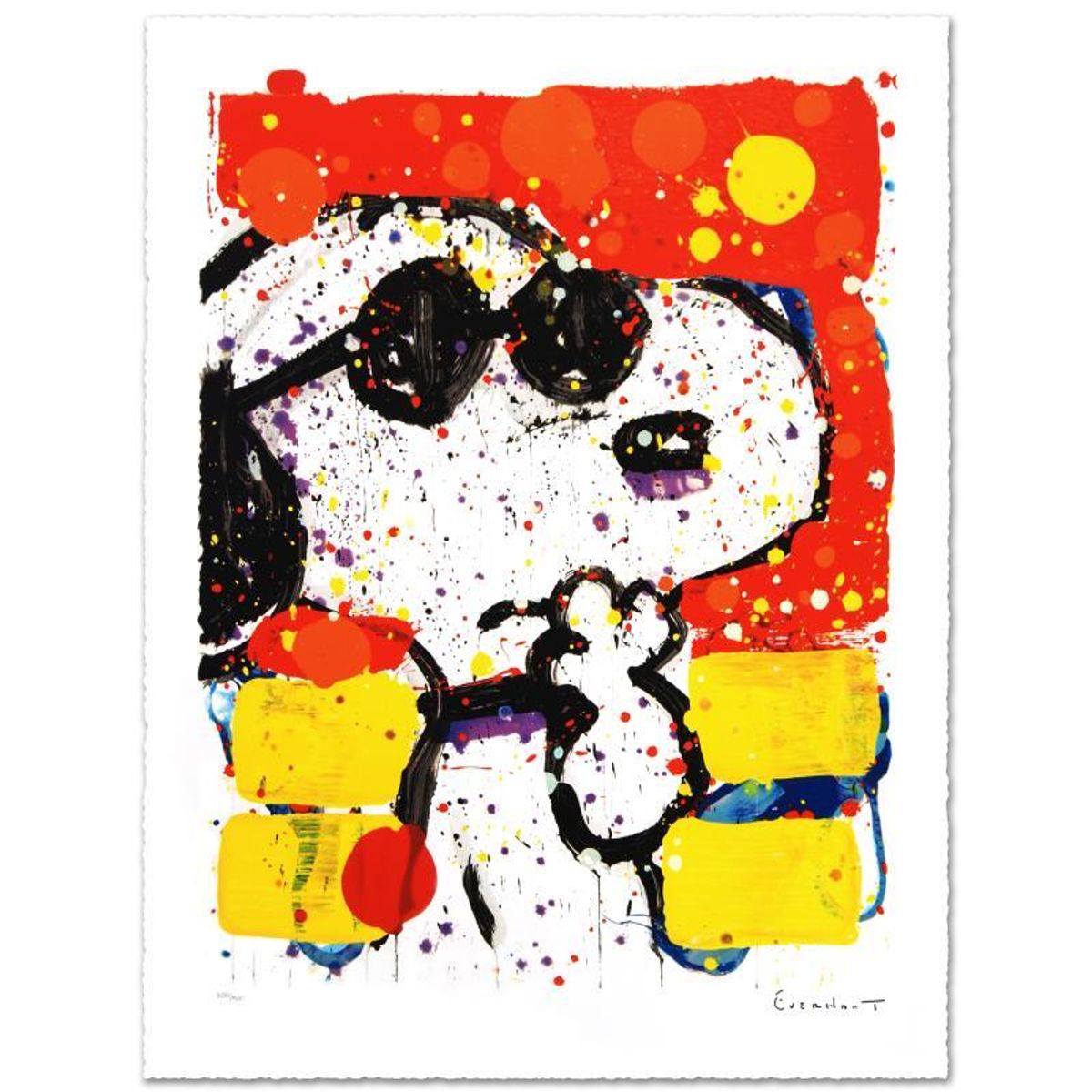 Cool & Intelligent Limited Edition Hand Pulled Original Lithograph by Renowned Charles Schulz Protege, Tom Everhart. Numbered and Hand Signed by the Artist, with Certificate of Authenticity.