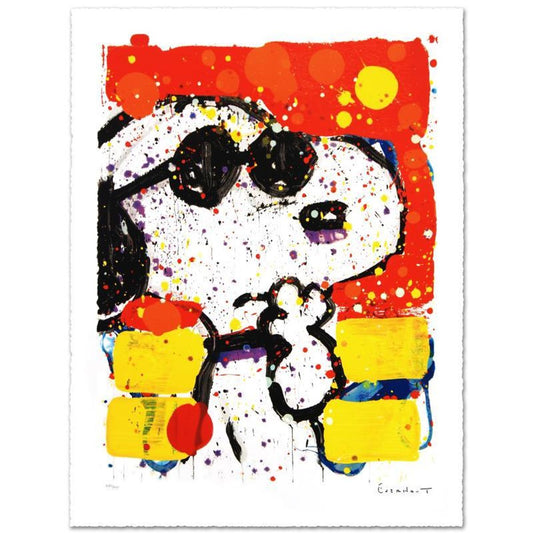 Cool & Intelligent Limited Edition Hand Pulled Original Lithograph by Renowned Charles Schulz Protege, Tom Everhart. Numbered and Hand Signed by the Artist, with Certificate of Authenticity.