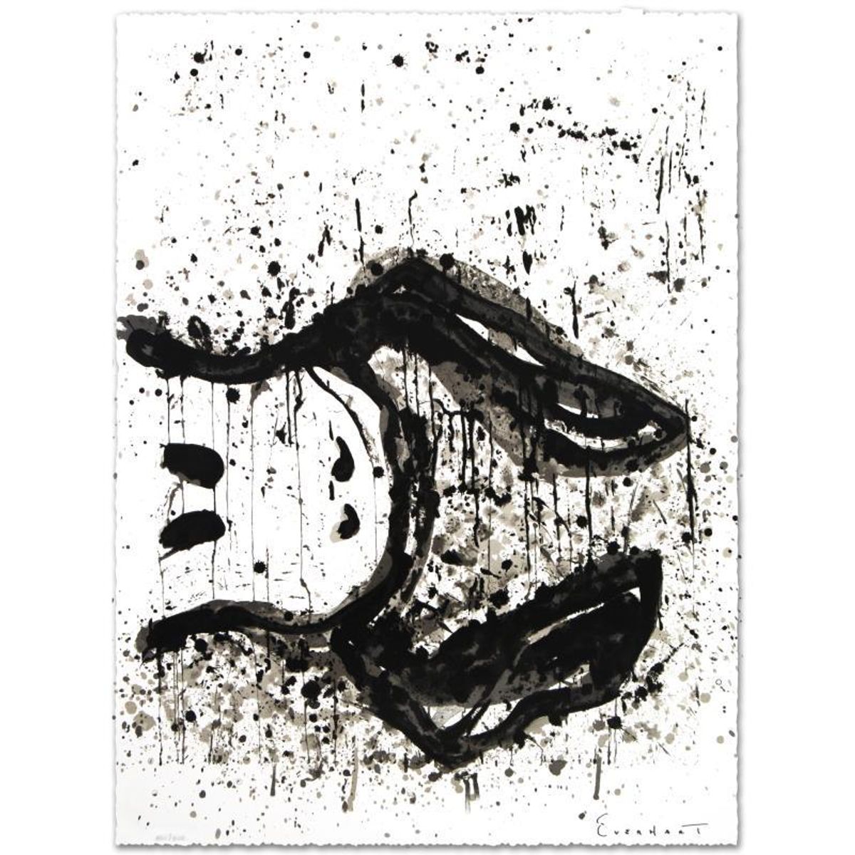 Watchdog 3 O'Clock Limited Edition Hand Pulled Original Lithograph by Renowned Charles Schulz Protege, Tom Everhart. Numbered and Hand Signed by the Artist, with Certificate of Authenticity.