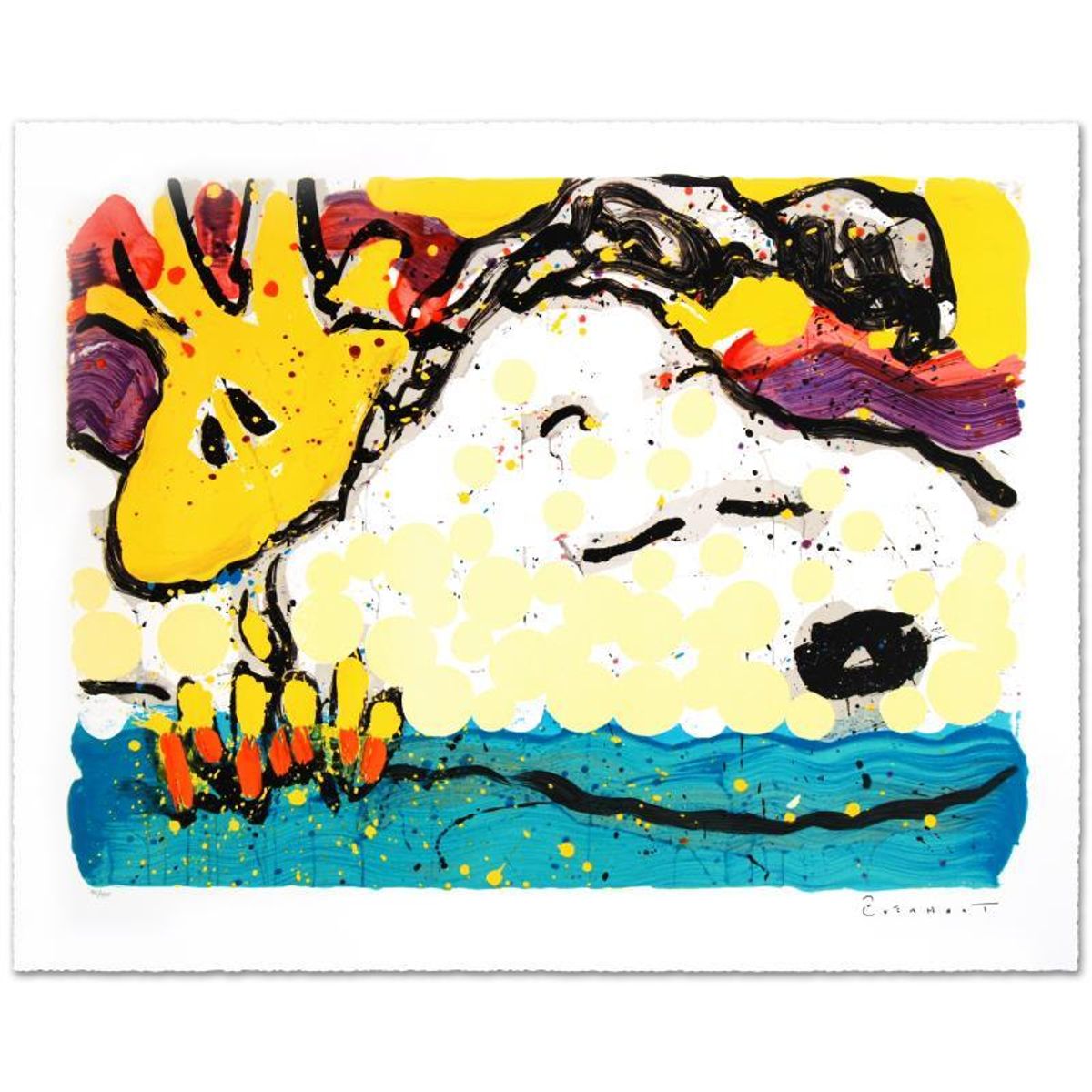 Bora Bora Boogie Bored Limited Edition Hand Pulled Original Lithograph by Renowned Charles Schulz Protege, Tom Everhart. Numbered and Hand Signed by the Artist, with Certificate of Authentici