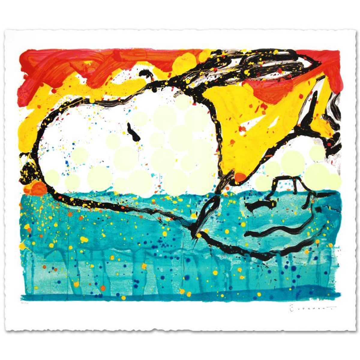 Bora Bora Boogie Oogie Limited Edition Hand Pulled Original Lithograph by Renowned Charles Schulz Protege, Tom Everhart. Numbered and Hand Signed by the Artist, with Certificate of Authentici