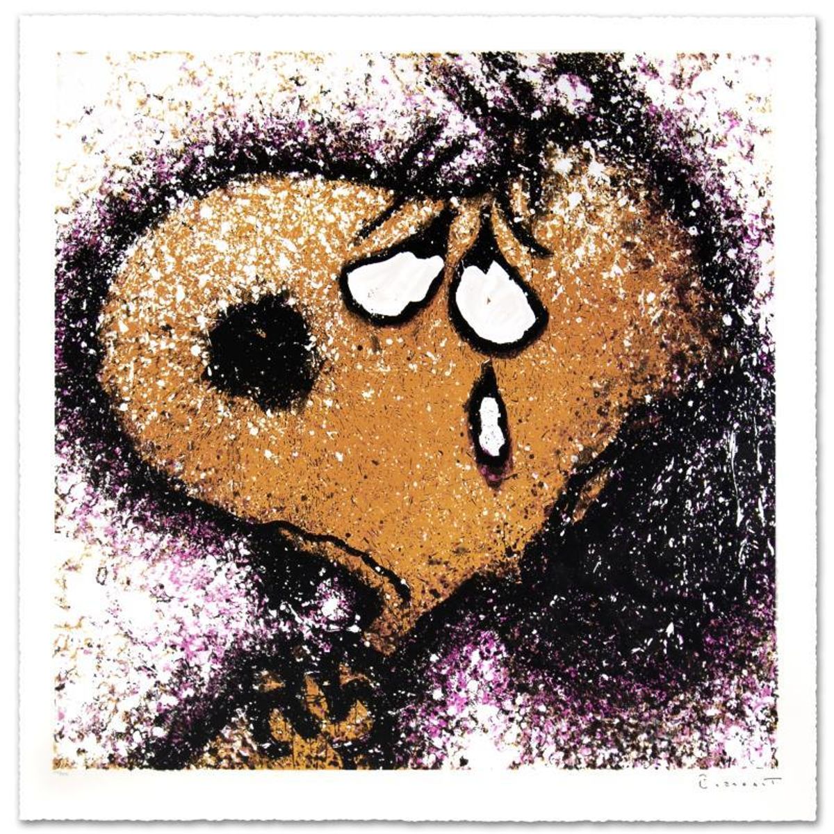 The Tear Limited Edition Hand Pulled Original Lithograph by Renowned Charles Schulz Protege, Tom Everhart. Numbered and Hand Signed by the Artist, with Certificate of Authenticity.
