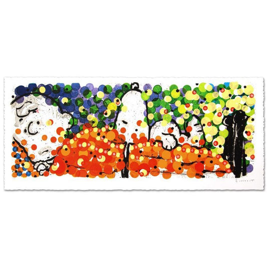 Pillow Talk Limited Edition Hand Pulled Original Lithograph (53" x 20.5") by Renowned Charles Schulz Protege, Tom Everhart. Numbered and Hand Signed by the Artist, with Certificate of Authent