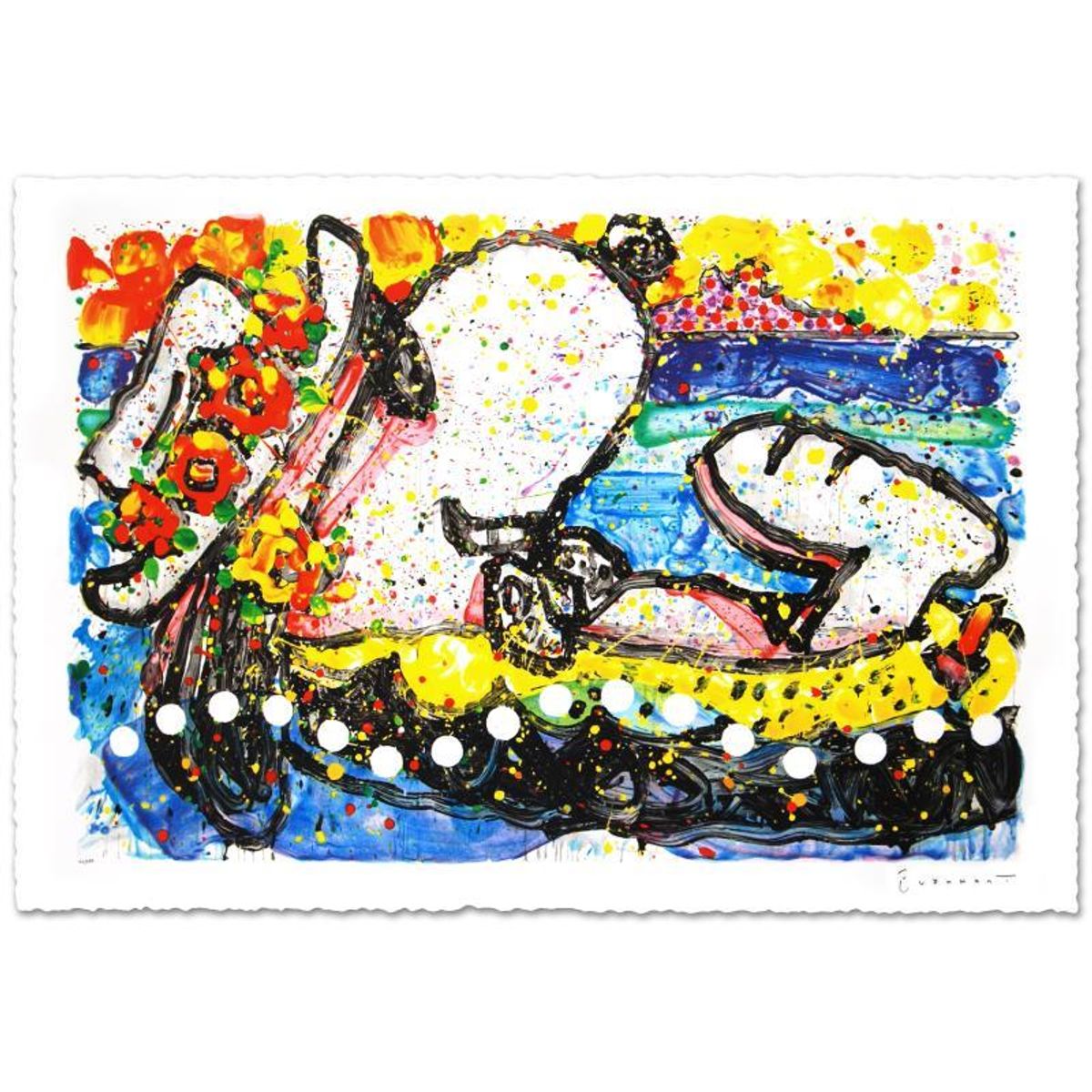 Chillin Limited Edition Hand Pulled Original Lithograph (38.5" x 26") by Renowned Charles Schulz Protege, Tom Everhart. Numbered and Hand Signed by the Artist, with Certificate of Authenticit