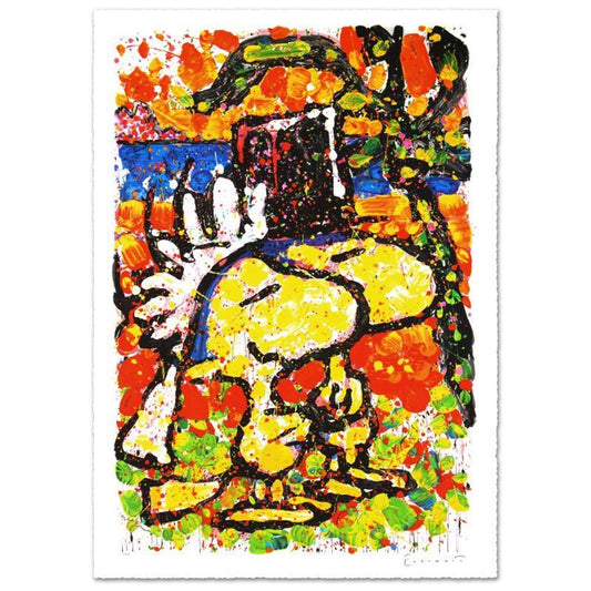 Hitched Limited Edition Hand Pulled Original Lithograph (26" x 39") by Renowned Charles Schulz Protege, Tom Everhart. Numbered and Hand Signed by the Artist, with Certificate of Authenticity.