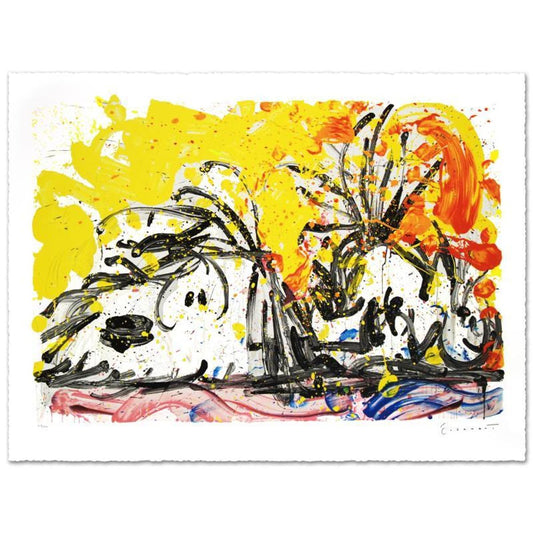 Blow Dry Limited Edition Hand Pulled Original Lithograph (37" x 25.5") by Renowned Charles Schulz Protege, Tom Everhart. Numbered and Hand Signed by the Artist, with Certificate of Authentici