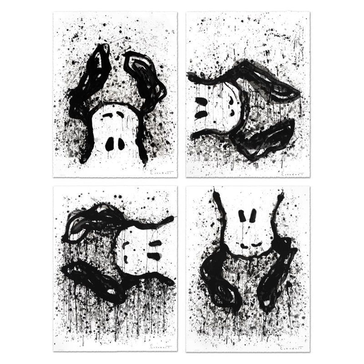 Watchdogs 3-6-9-12 O'Clock Suite of Four Limited Edition Hand Pulled Original Lithographs by Tom Everhart. Numbered and Hand Signed by the Artist, with Certificate of Authenticity.
