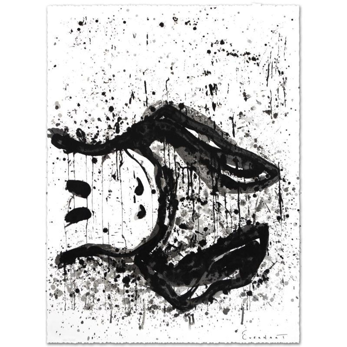 Watchdogs 3-6-9-12 O'Clock Suite of Four Limited Edition Hand Pulled Original Lithographs by Tom Everhart. Numbered and Hand Signed by the Artist, with Certificate of Authenticity.