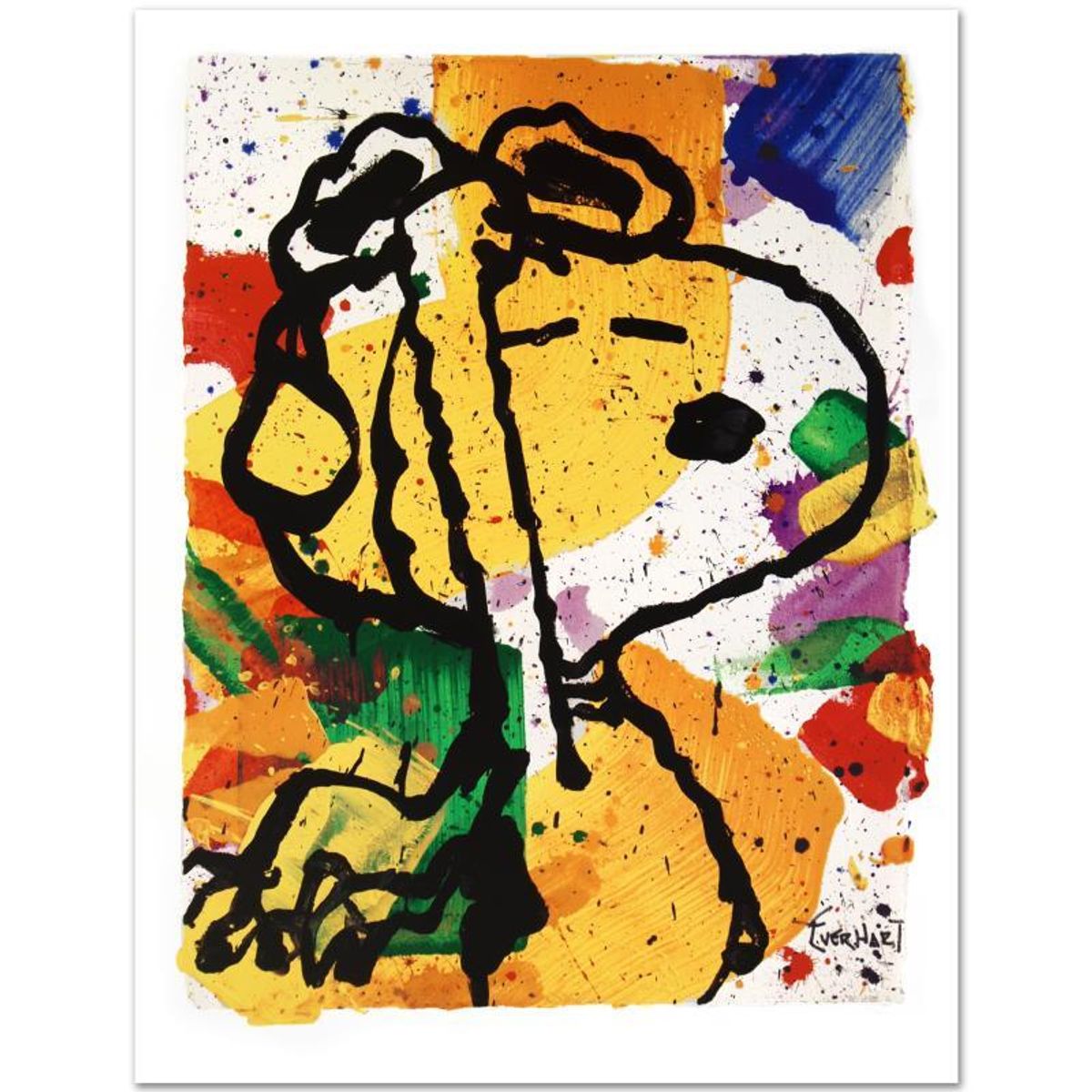 Salute Limited Edition Collectible Fine Art Lithograph by Renowned Charles Schulz Protege Tom Everhart, Commemorating 50th Anniversary of "Peanuts" Comic Strip. Includes Certificate of Authen