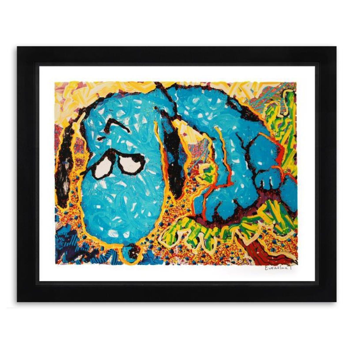Tom Everhart, "Hollywood Hound Dog" Framed Limited Edition Hand Pulled Original Lithograph. Hand Signed, with Letter of Authenticity.