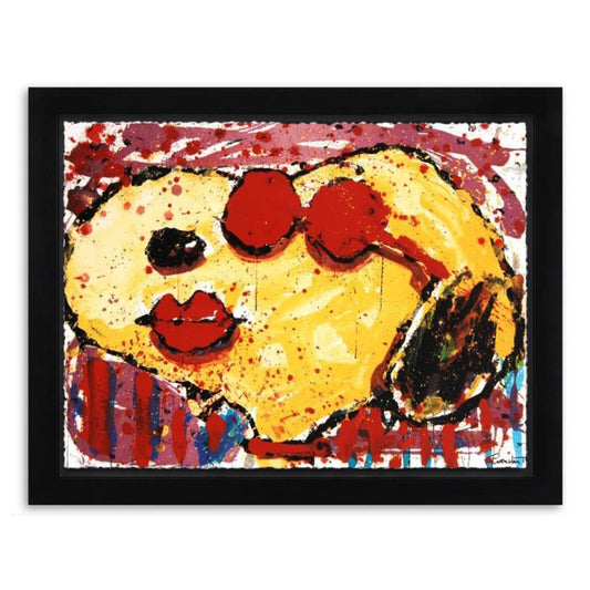 Tom Everhart, "Very Cool Dog Lips In Brentwood" Framed Limited Edition Hand Pulled Original Lithograph. Hand Signed, with Letter of Authenticity.