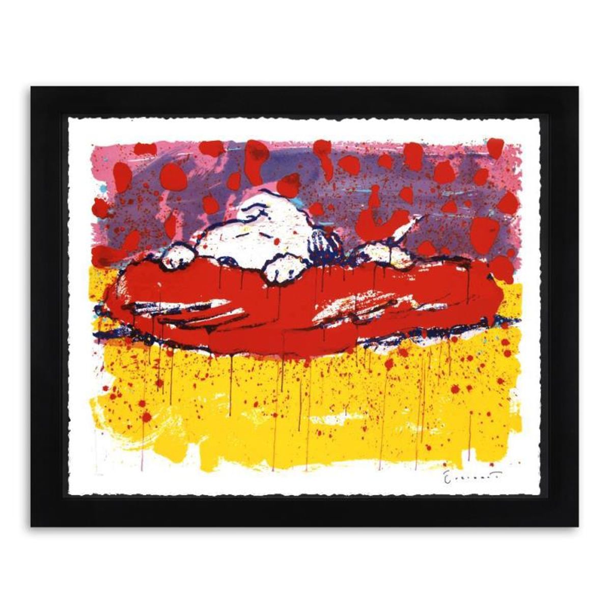 Tom Everhart, "Pig Out" Framed Limited Edition Hand Pulled Original Lithograph. Hand Signed, with Letter of Authenticity.