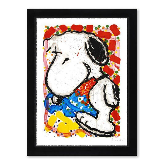 Tom Everhart, "Hip Hop Hound" Framed Limited Edition Hand Pulled Original Lithograph. Hand Signed, with Letter of Authenticity.