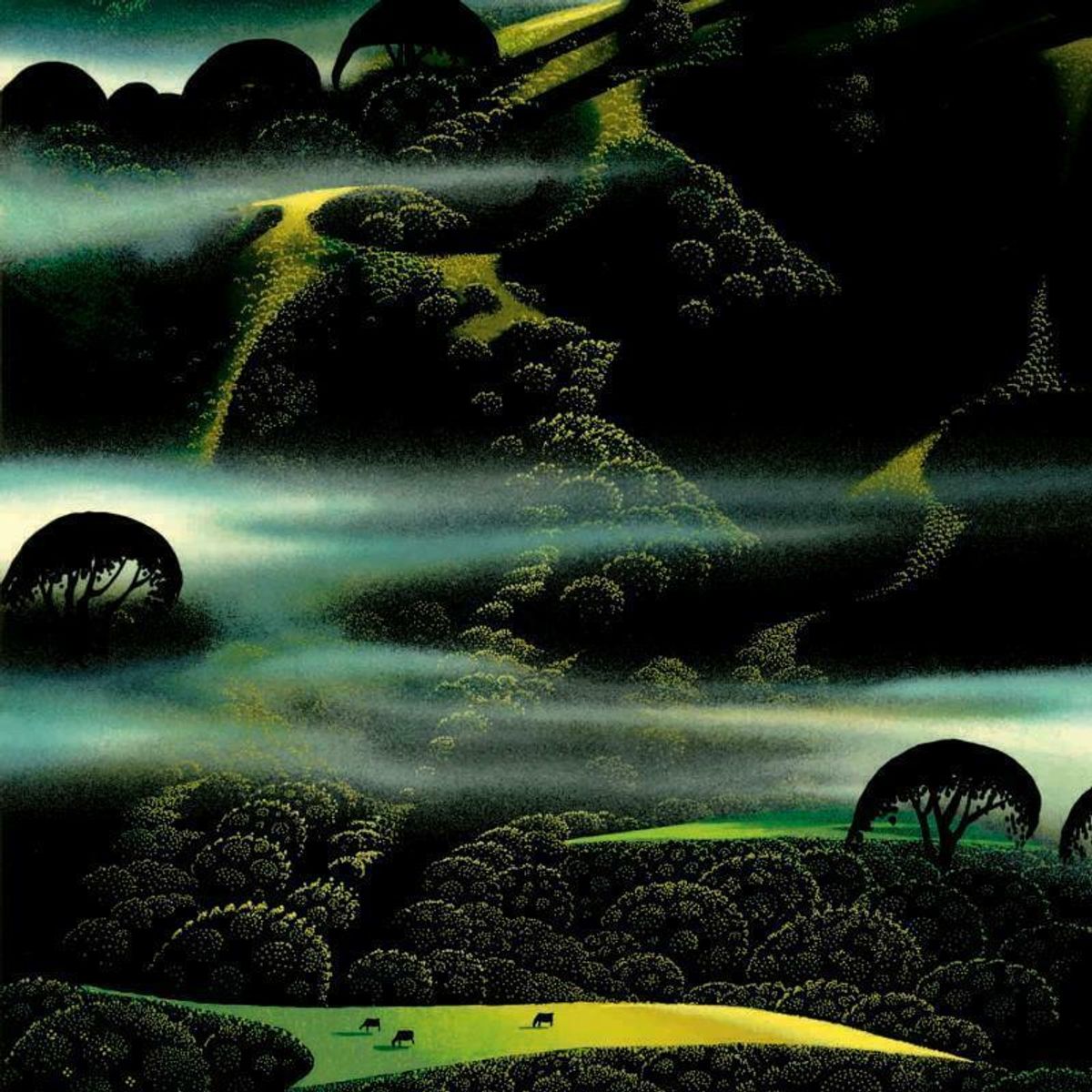 Eyvind Earle (1916-2000), "Fog Draped Hills" Limited Edition Serigraph on Paper; Numbered & Hand Signed; with Certificate of Authenticity.