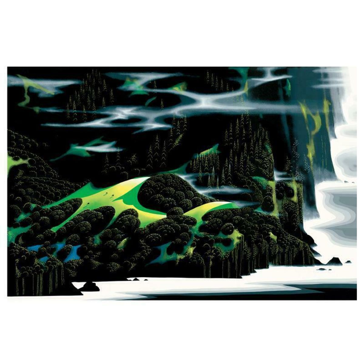 Eyvind Earle (1916-2000), "Haze Of Early Spring" Limited Edition Serigraph on Paper; Numbered & Hand Signed; with Certificate of Authenticity.