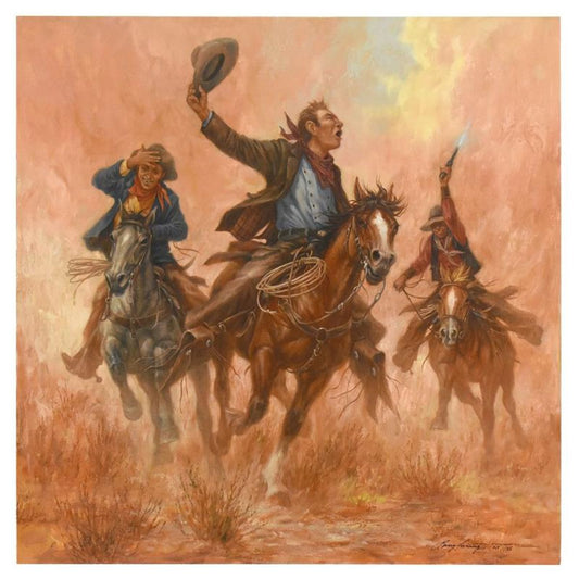 Larry Fanning (1938-2014), "Off To See The Elephant" Limited Edition on Canvas, AP Numbered and Hand Signed with Letter of Authenticity.