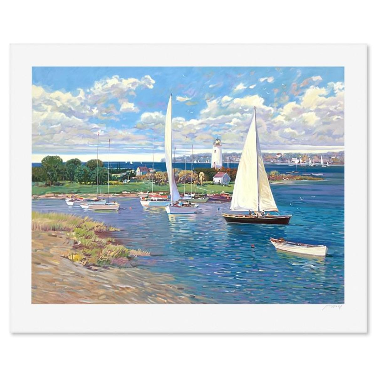 Ming Feng, "Lighthouse Point" Limited Edition Printer's Proof Serigraph, Numbered and Hand Signed with Letter of Authenticity