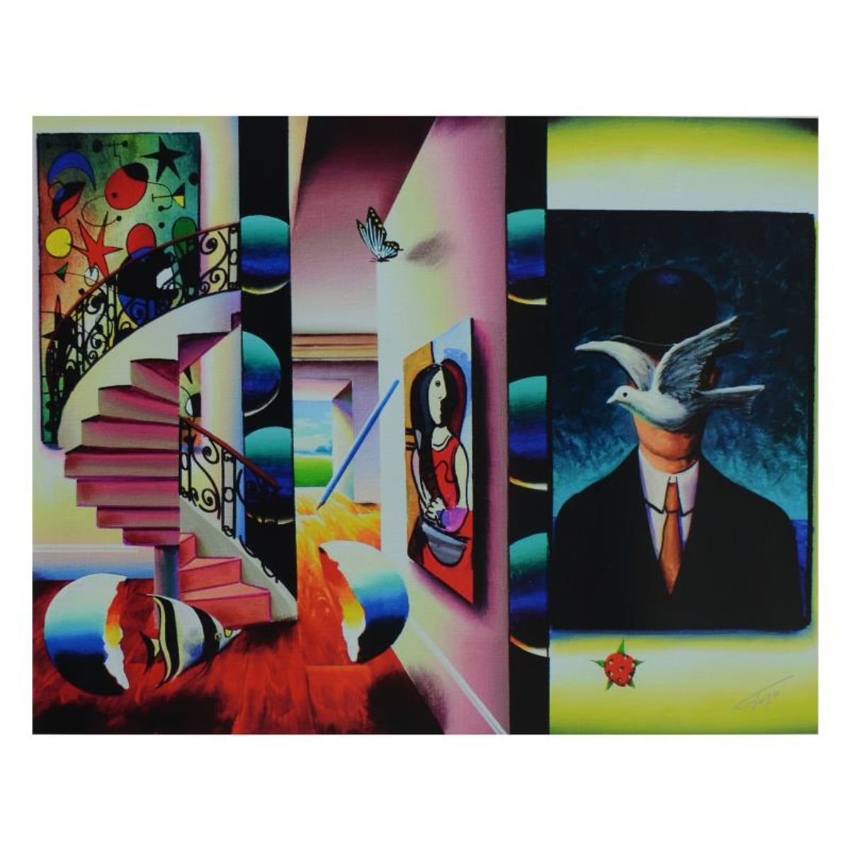 Ferjo, "Man in the Bowler Hat" Limited Edition on Canvas, Numbered and Signed with Letter of Authenticity.