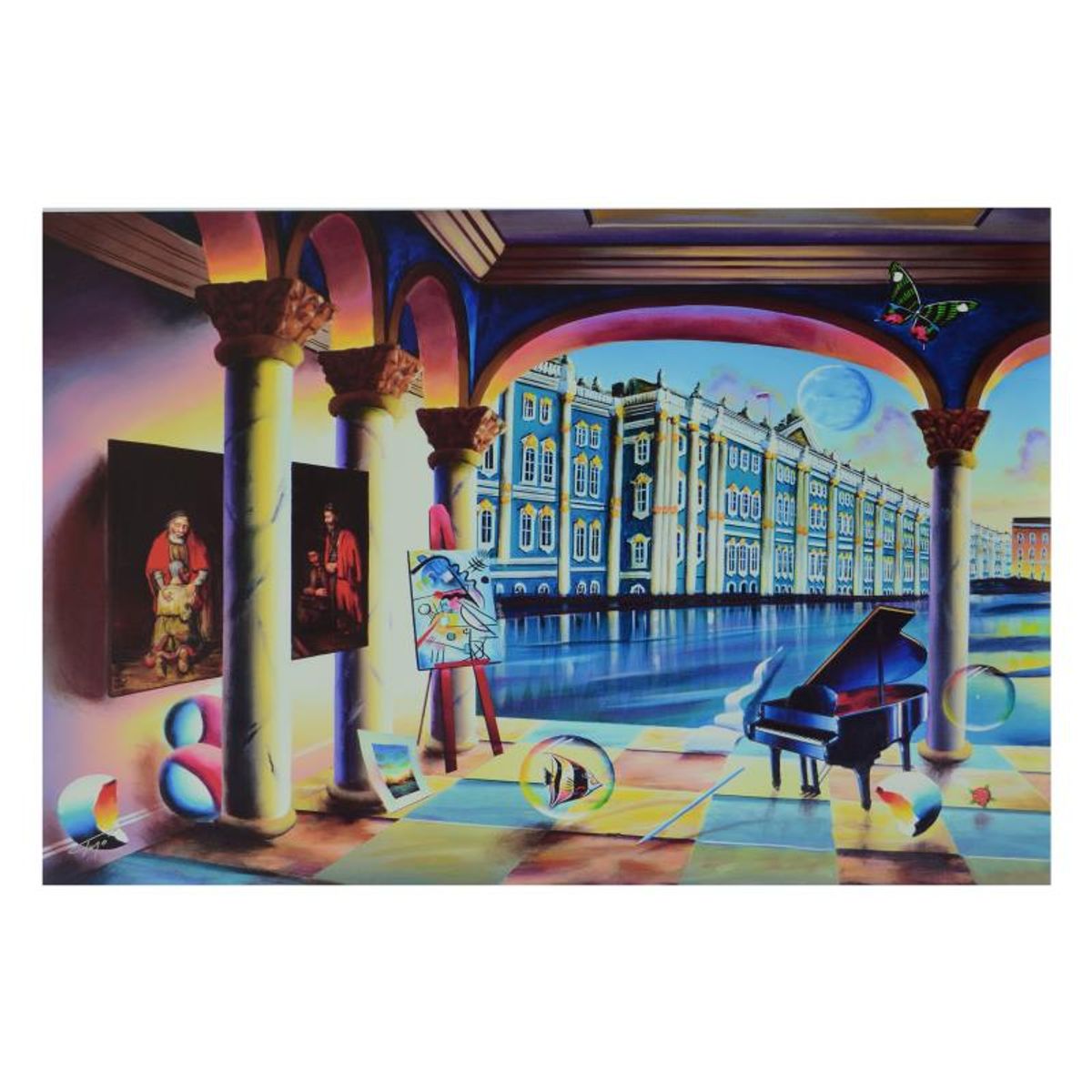 Ferjo, "View of the Hermitage" Limited Edition on Canvas, Numbered and Signed with Letter of Authenticity.