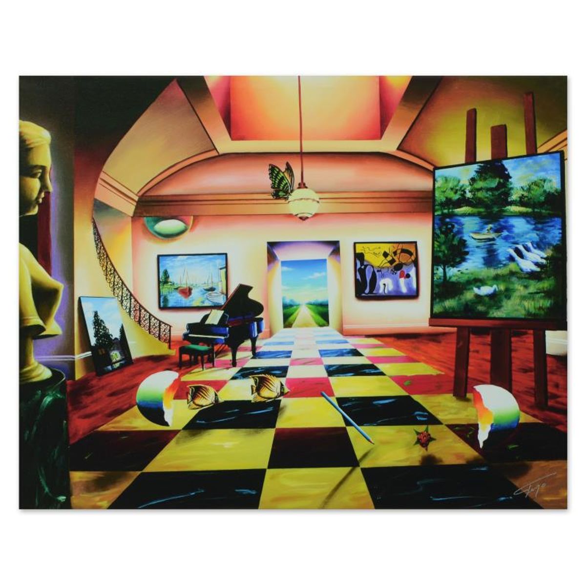 Ferjo, "Music Room of the Garden Path" Limited Edition on Gallery Wrapped Canvas, Numbered and Signed with Letter of Authenticity.