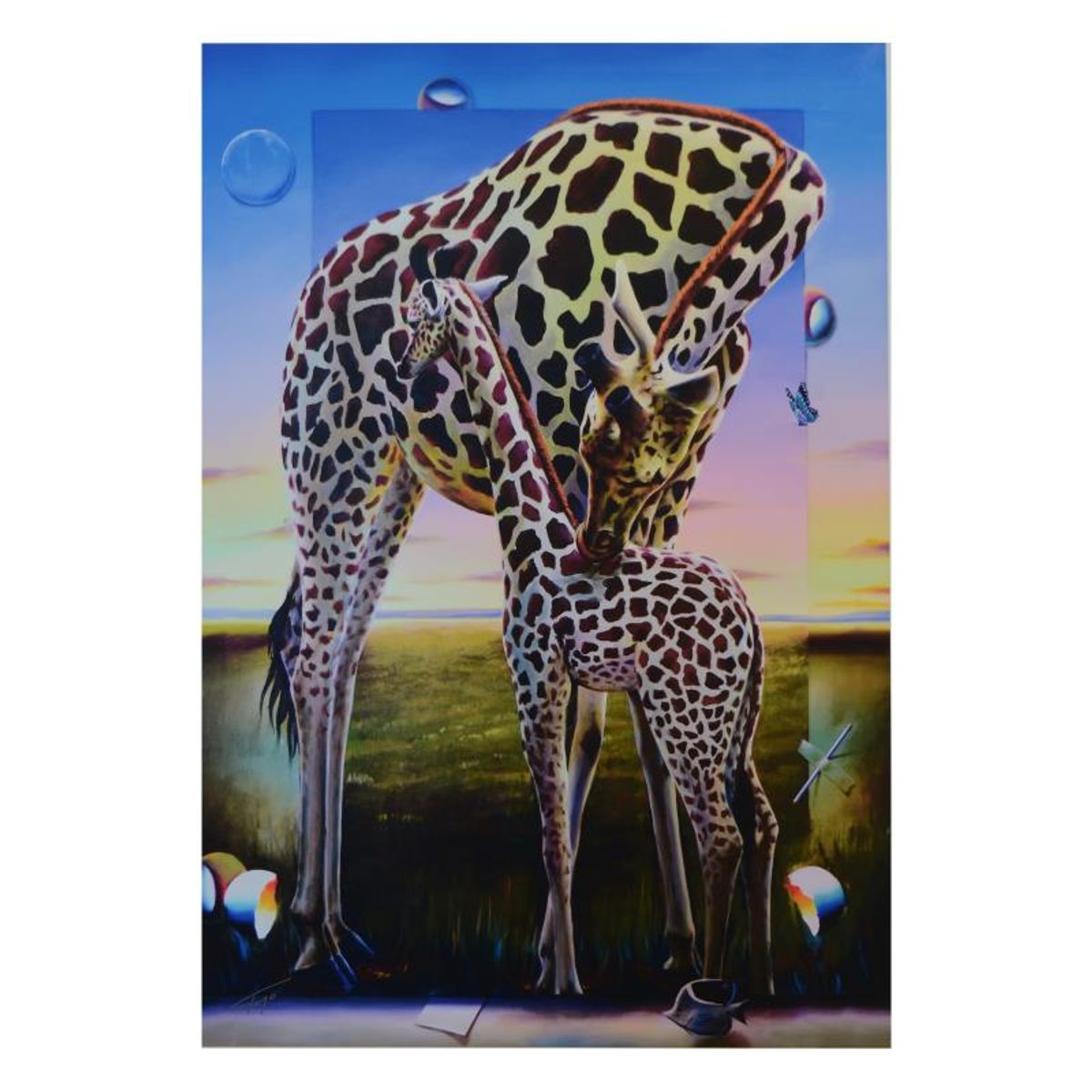 Ferjo, "A Mothers Kiss" Limited Edition on Canvas, Numbered and Signed with Letter of Authenticity.