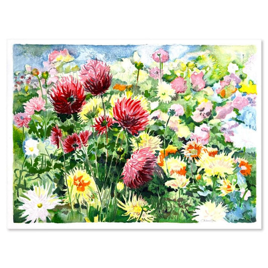 Perla Fox, "Dahlias" Hand Signed Limited Edition Serigraph with Letter of Authenticity.