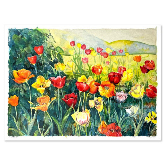 Perla Fox, "Tulips" Hand Signed Limited Edition Serigraph with Letter of Authenticity.