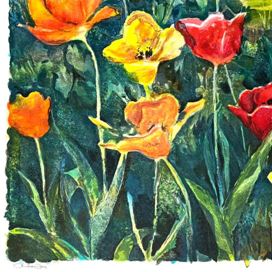 Perla Fox, "Tulips" Hand Signed Limited Edition Serigraph with Letter of Authenticity.