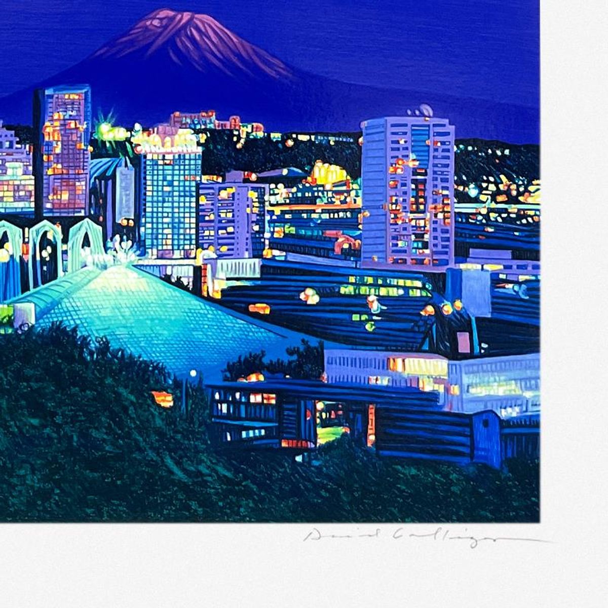 David Gallegos, "Seattle Moon" Limited Edition Serigraph from a PP Edition, Hand Signed with Letter of Authenticity