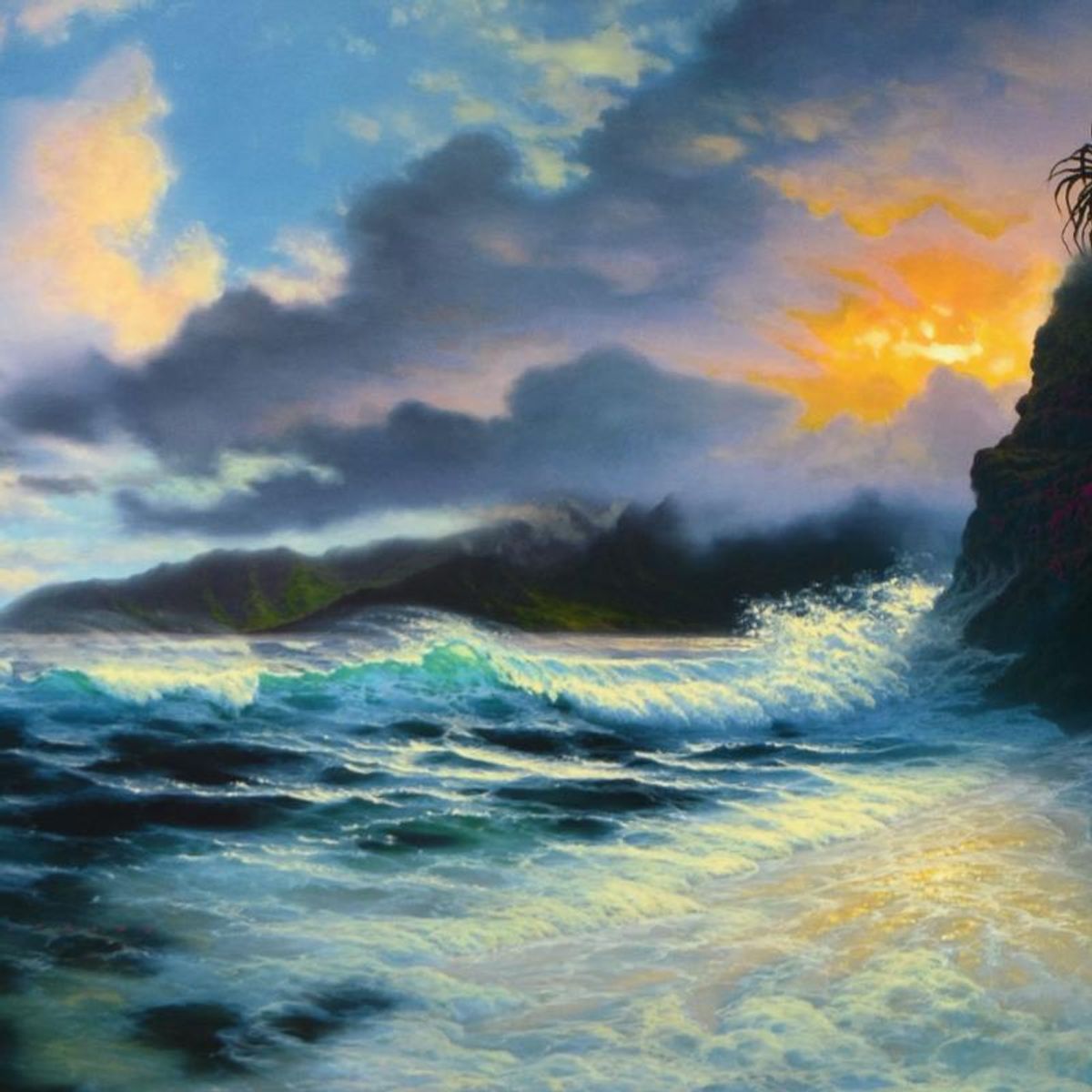 Walfrido, "Swept by Paradise" Limited Edition Mixed Media, Numbered and Hand Signed with Letter of Authenticity.