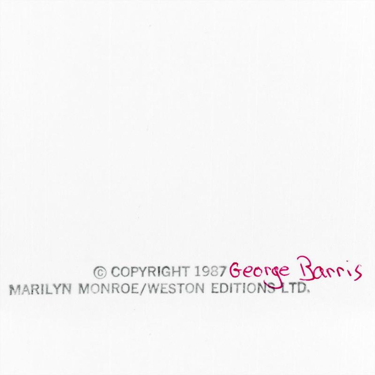 George Barris (1922-2016), "Marilyn Monroe: The Last Shoot" Photograph Printed from the Original Negative, Hand Signed and with Letter of Authenticity