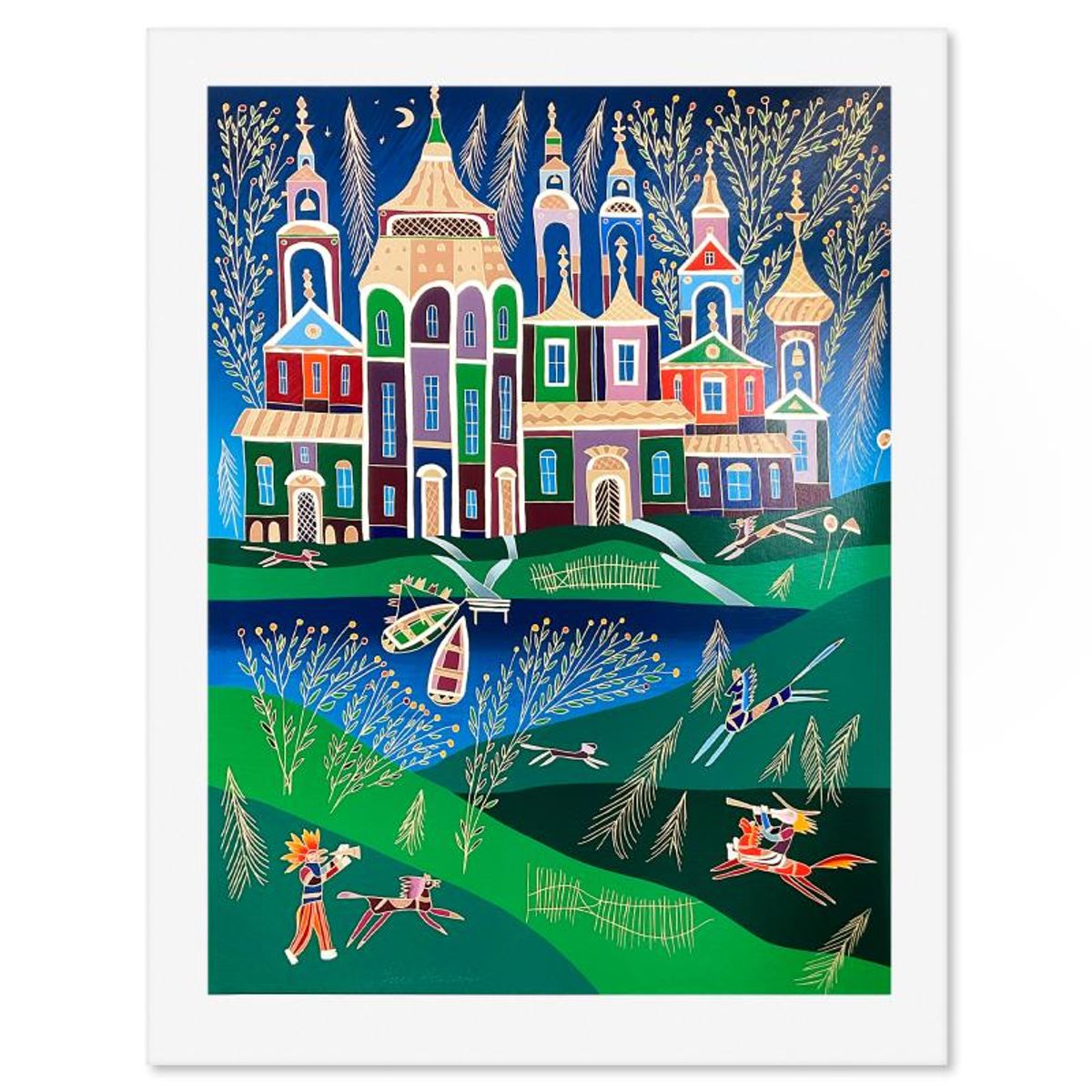 Yuri Gorbachev, "Musicians in Borovici" Hand Signed Serigraph with Letter of Authenticity