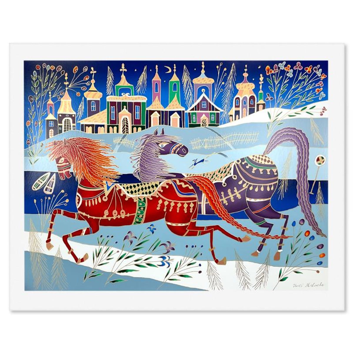 Yuri Gorbachev, "Winter in Borovici" Hand Signed Serigraph with Letter of Authenticity