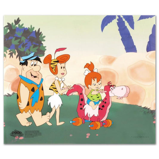 Strolling with Pebbles Limited Edition SERICEL from the Popular Animated Series The Flintstones with Certificate of Authenticity.