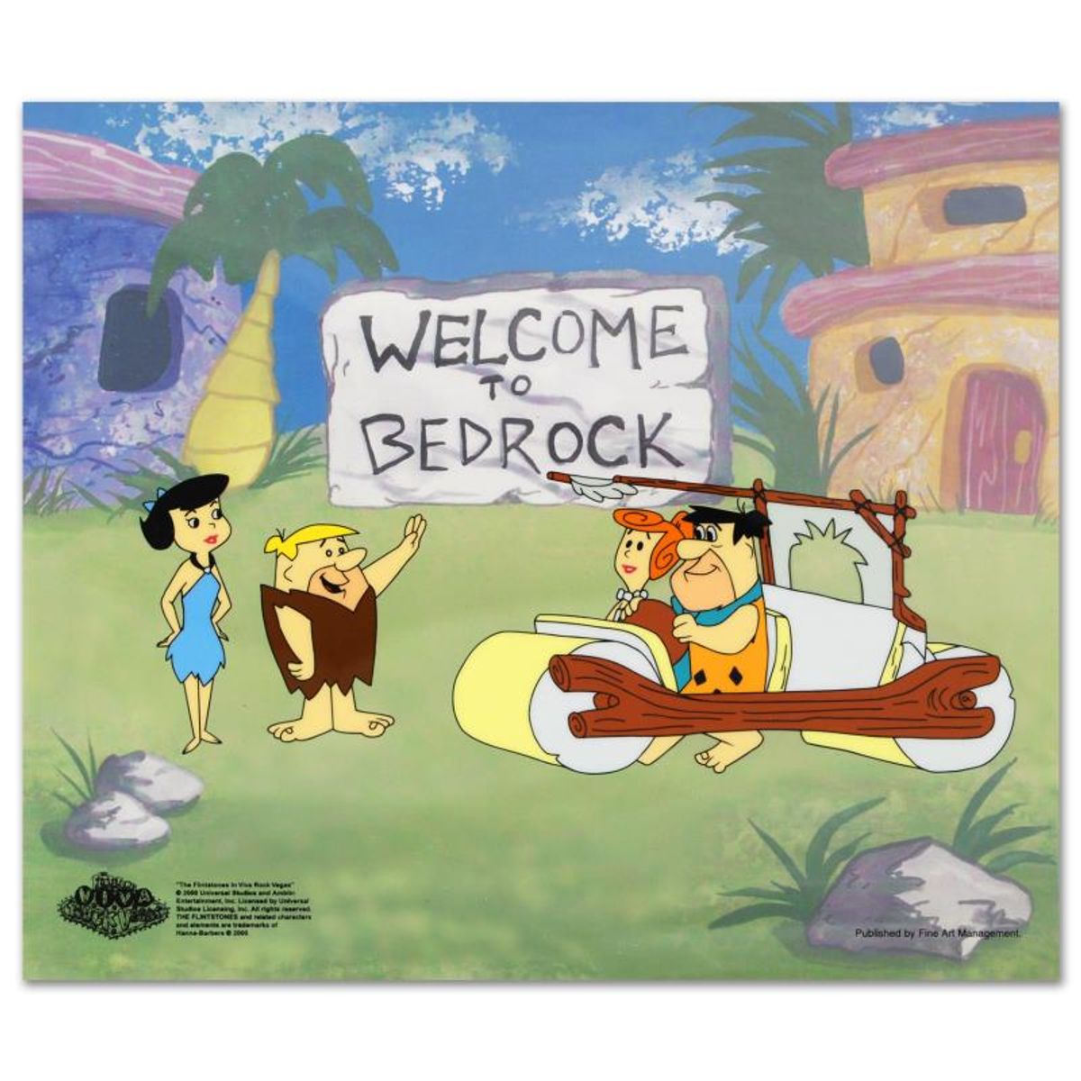 Fred's New Car Limited Edition Sericel from the Popular Animated Series The Flintstones with Certificate of Authenticity.
