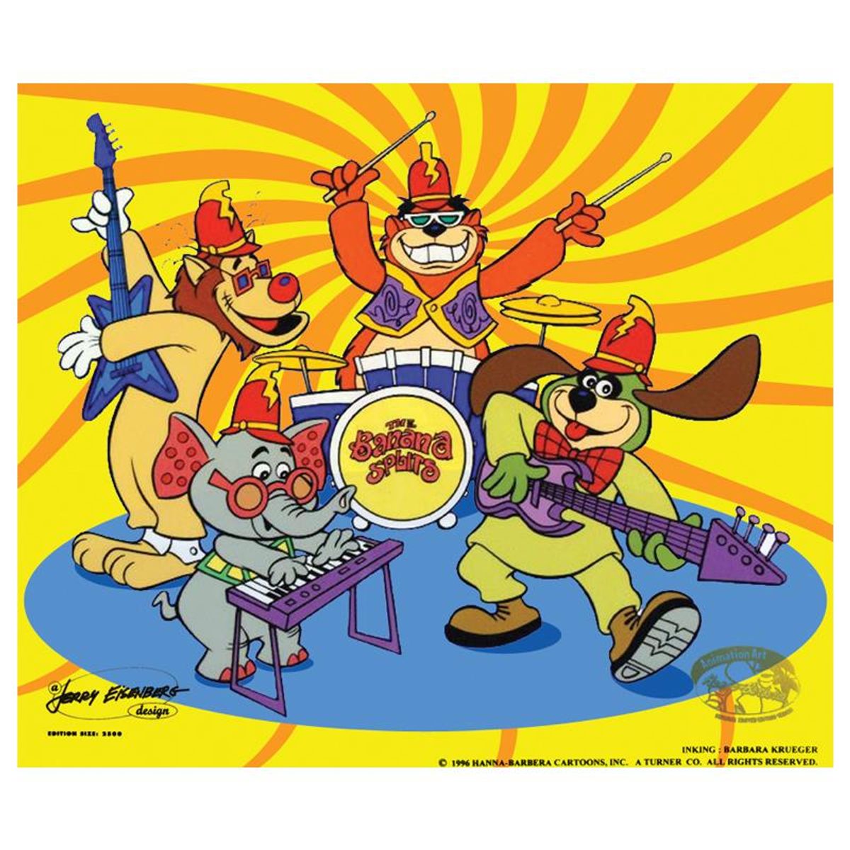 Tra La La Limited Edition Sericel featuring The Banana Splits from Hanna-Barbera. Includes Certificate of Authenticity.