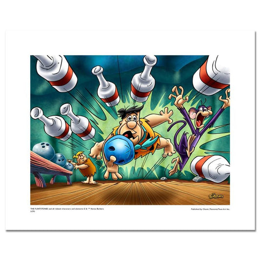 The Flintstones, "Fred Bowling" Numbered Limited Edition Giclee with Certificate of Authenticity.