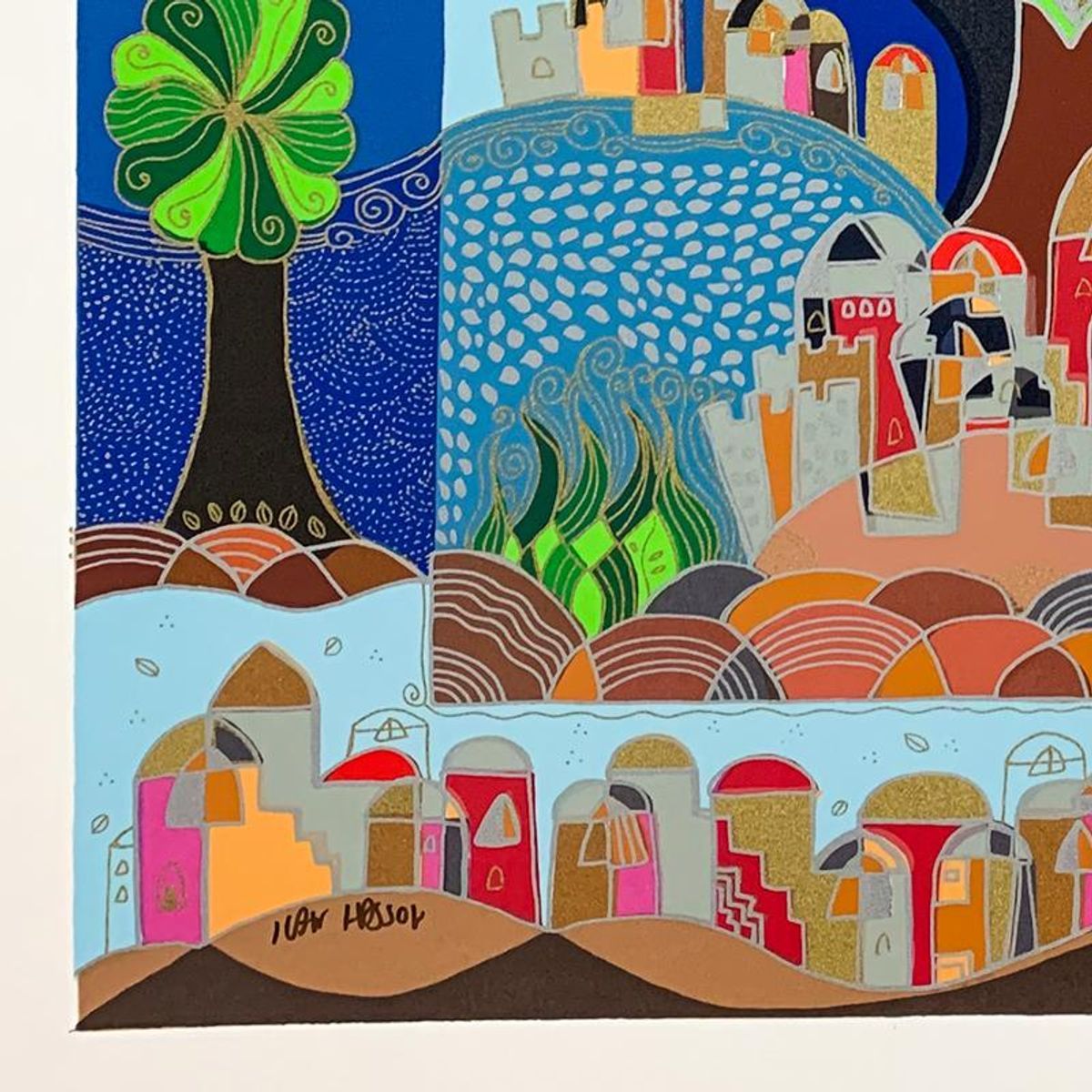 Ilan Hasson, "Tree of Life" Hand Signed Limited Edition Serigraph on Paper with Letter of Authenticity.
